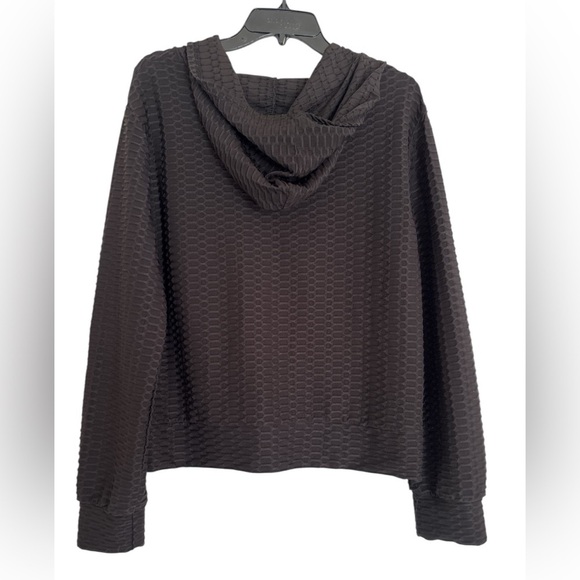 Women's Black Textured/waffled Jacket AQ Sports 2X lightweight, hood & pockets. - Picture 4 of 10